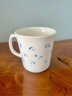 Corningware White Mug with Blue Floral Sprigs